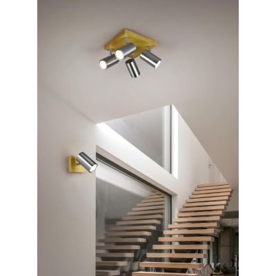 MARLEY FARETTO DA SOFFITTO CON 4 SPOT ORIENTABILI IN LEGNO E METALLO 3 COLORI ATTACCO 4xGU10 TRIO LIGHTING - Cristalensi Shop On