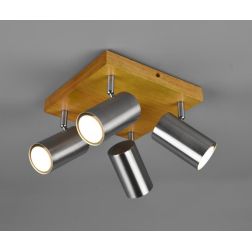 MARLEY FARETTO DA SOFFITTO CON 4 SPOT ORIENTABILI IN LEGNO E METALLO 3 COLORI ATTACCO 4xGU10 TRIO LIGHTING - Cristalensi Shop On 2