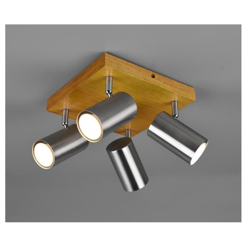MARLEY FARETTO DA SOFFITTO CON 4 SPOT ORIENTABILI IN LEGNO E METALLO 3 COLORI ATTACCO 4xGU10 TRIO LIGHTING - Cristalensi Shop On
