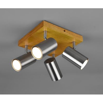 MARLEY FARETTO DA SOFFITTO CON 4 SPOT ORIENTABILI IN LEGNO E METALLO 3 COLORI ATTACCO 4xGU10 TRIO LIGHTING - Cristalensi Shop On