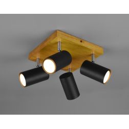 MARLEY FARETTO DA SOFFITTO CON 4 SPOT ORIENTABILI IN LEGNO E METALLO 3 COLORI ATTACCO 4xGU10 TRIO LIGHTING - Cristalensi Shop On