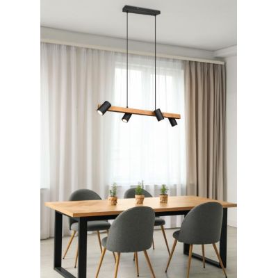MARLEY SOSPENSIONE IN LEGNO E METALLO CON 4 SPOT ORIENTABILI 3 COLORI ATTACCO 4XGU10 TRIO LIGHTING - Cristalensi Shop Online