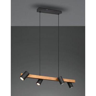 MARLEY SOSPENSIONE IN LEGNO E METALLO CON 4 SPOT ORIENTABILI 3 COLORI ATTACCO 4XGU10 TRIO LIGHTING - Cristalensi Shop Online