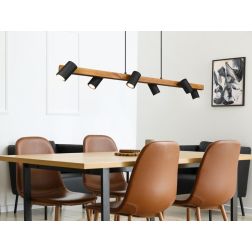 MARLEY SOSPENSIONE IN LEGNO E METALLO CON 6 SPOT ORIENTABILI 3 COLORI ATTACCO 6XGU10 TRIO LIGHTING - Cristalensi Shop Online 2