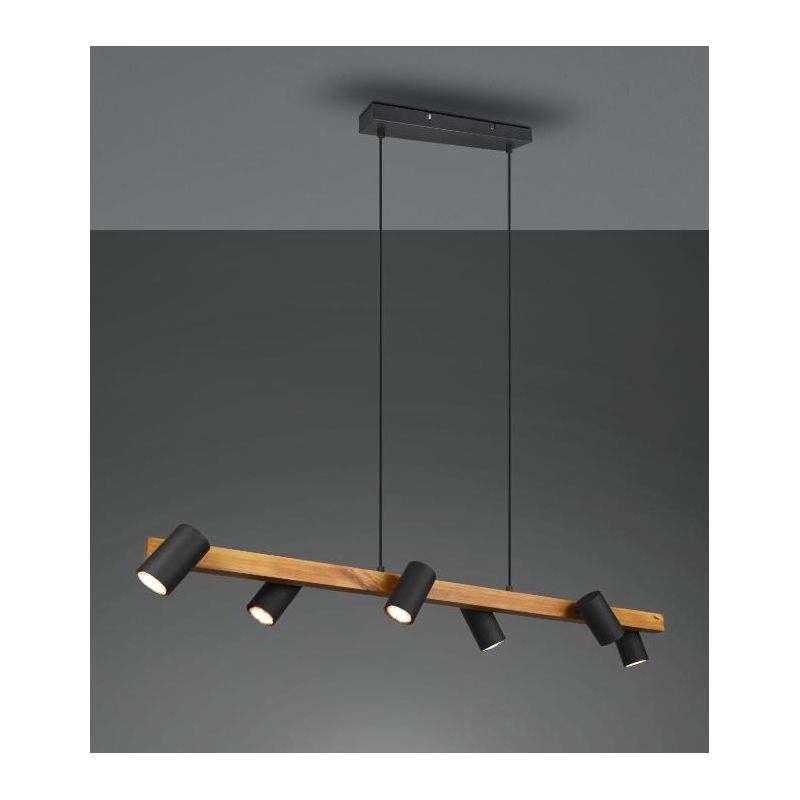 MARLEY SOSPENSIONE IN LEGNO E METALLO CON 6 SPOT ORIENTABILI 3 COLORI ATTACCO 6XGU10 TRIO LIGHTING - Cristalensi Shop Online