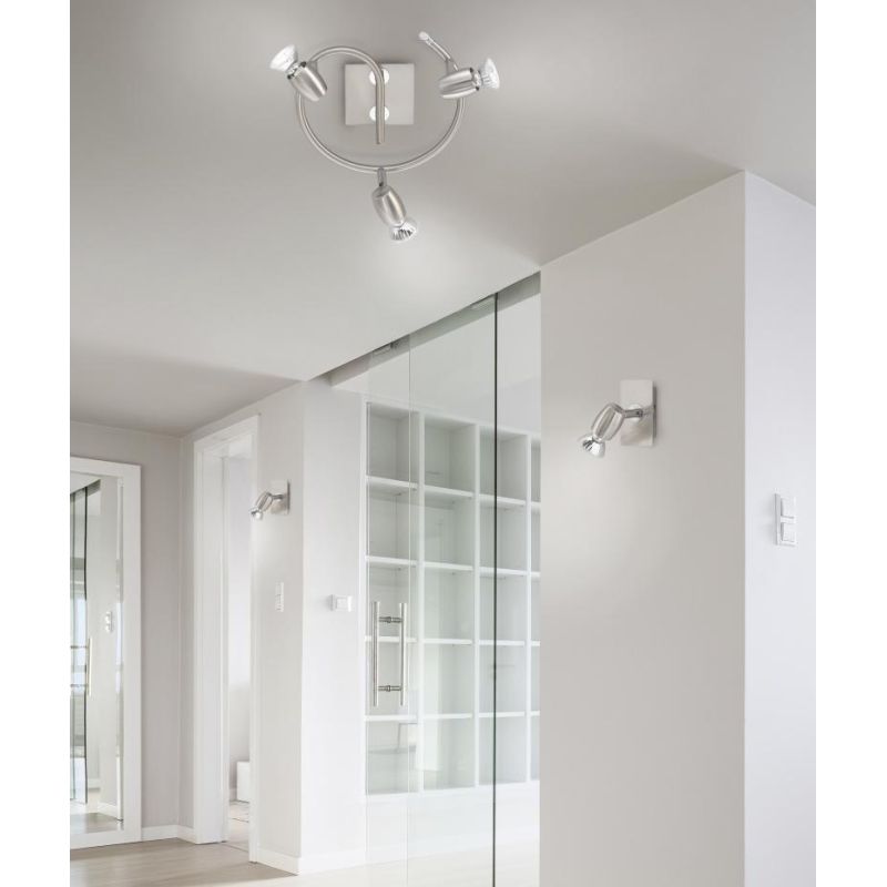 MICHAEL SPOT 1 LUCE IN ACCIAIO SATINATO LED GU10 ORIENTABILE DESIGN MODERNO TRIO LIGHTING - Cristalensi Shop Online