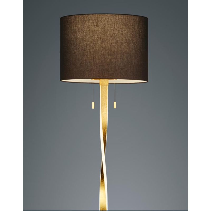 NANDOR PIANTANA MODERNA DOPPIA ILLUMINAZIONE IN METALLO NICHEL O ORO CON PARALUME IN TESSUTO TRIO LIGHTING - Cristalensi Shop On