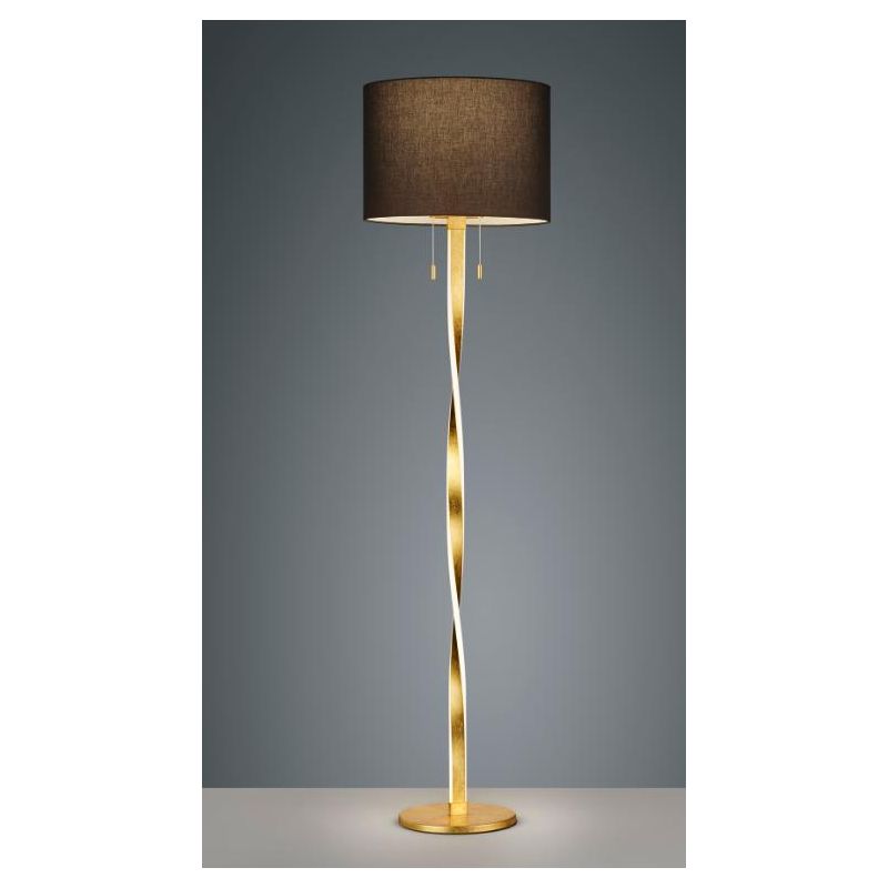 NANDOR PIANTANA MODERNA DOPPIA ILLUMINAZIONE IN METALLO NICHEL O ORO CON PARALUME IN TESSUTO TRIO LIGHTING - Cristalensi Shop On