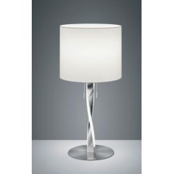 NANDOR LAMPADA DA TAVOLO DOPPIA ILLUMINAZIONE IN METALLO NICHEL O ORO CON PARALUME IN TESSUTO TRIO LIGHTING - Cristalensi Shop O