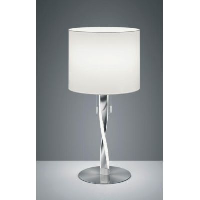 NANDOR LAMPADA DA TAVOLO DOPPIA ILLUMINAZIONE IN METALLO NICHEL O ORO CON PARALUME IN TESSUTO TRIO LIGHTING - Cristalensi Shop O