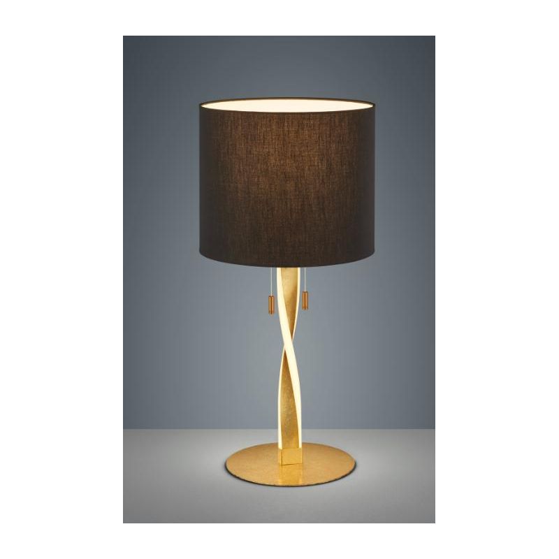 NANDOR LAMPADA DA TAVOLO DOPPIA ILLUMINAZIONE IN METALLO NICHEL O ORO CON PARALUME IN TESSUTO TRIO LIGHTING - Cristalensi Shop O