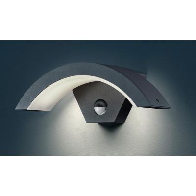 OHIO APPLIQUE AD ARCO CON SENSORE DI MOVIMENTO IP54 LED 6W LUCE 3000K ANTRACITE TRIO LIGHTING - Cristalensi Shop Online