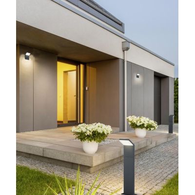 PEARL APPLIQUE DA ESTERNO CON SENSORE DI MOVIMENTO SQUADRATA IP54 ANTRACITE LED 9W LUCE 3000K TRIO LIGHTING - Cristalensi Shop O