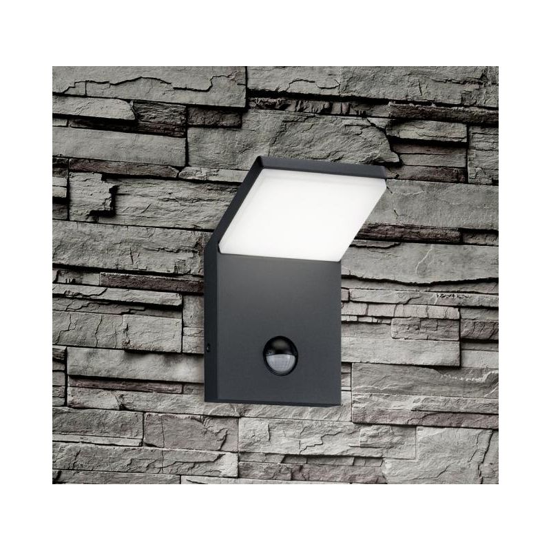 PEARL APPLIQUE DA ESTERNO CON SENSORE DI MOVIMENTO SQUADRATA IP54 ANTRACITE LED 9W LUCE 3000K TRIO LIGHTING - Cristalensi Shop O