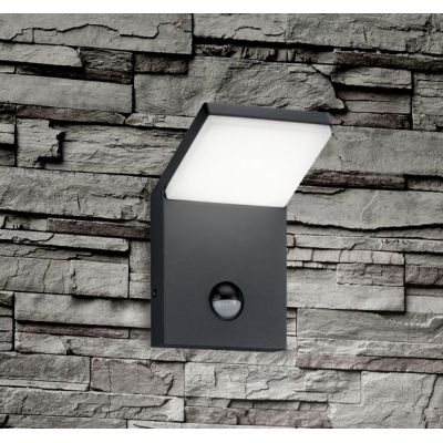PEARL APPLIQUE DA ESTERNO CON SENSORE DI MOVIMENTO SQUADRATA IP54 ANTRACITE LED 9W LUCE 3000K TRIO LIGHTING - Cristalensi Shop O