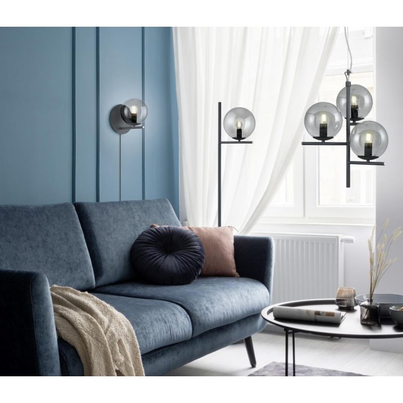 PURE PIANTANA MODERNA IN METALLO 3 FINITURE COLORE CON SFERA IN VETRO H150 CM TRIO LIGHTING - Cristalensi Shop Online