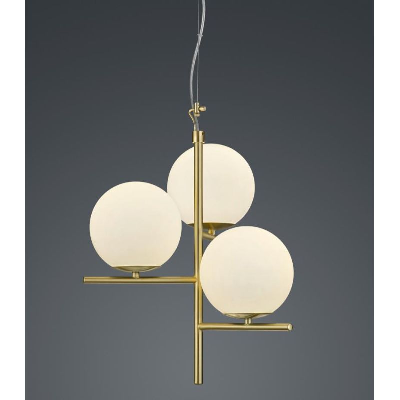 PURE LAMPADARIO A SOSPENSIONE IN METALLO CON 3 SFERE IN VETRO D40 CM TRIO LIGHTING - Cristalensi Shop Online