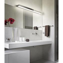 ROCCO APPLIQUE A PARETE DA SPECCHIO CROMO O NERA LARGHEZZA CM 90 IP44 LED 13W LUCE 3000K BI-EMISSIONE TRIO LIGHTING - Cristalens