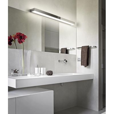 ROCCO APPLIQUE A PARETE DA SPECCHIO CROMO O NERA LARGHEZZA CM 90 IP44 LED 13W LUCE 3000K BI-EMISSIONE TRIO LIGHTING - Cristalens