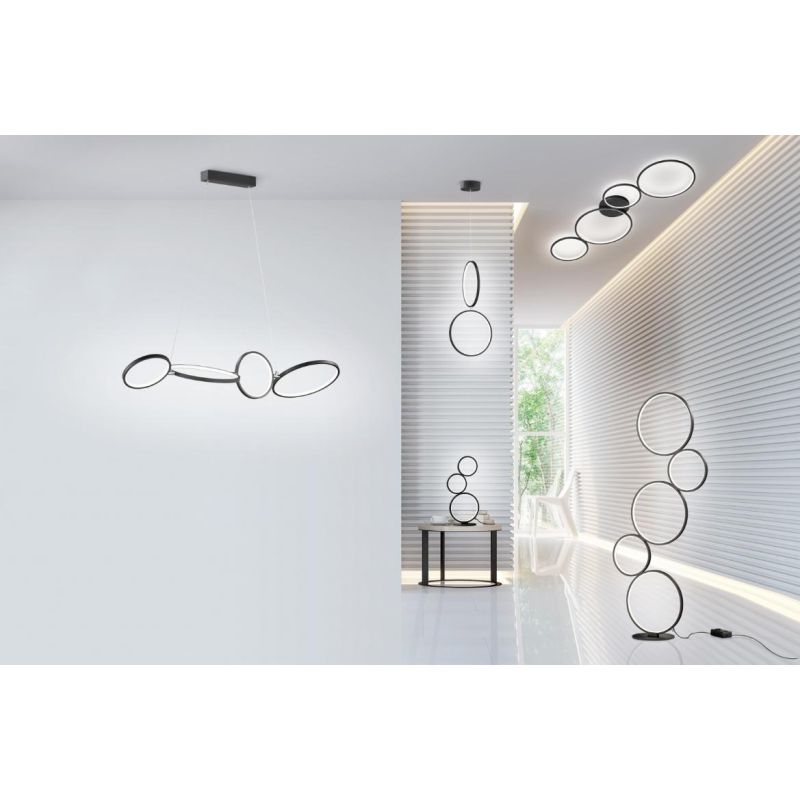 RONDO PLAFONIERA A 4 CERCHI CON LED 37W MODERNA LUCE 3000K DIMMERABILE METALLO 2 FINITURE TRIO LIGHTING - Cristalensi Shop Onlin