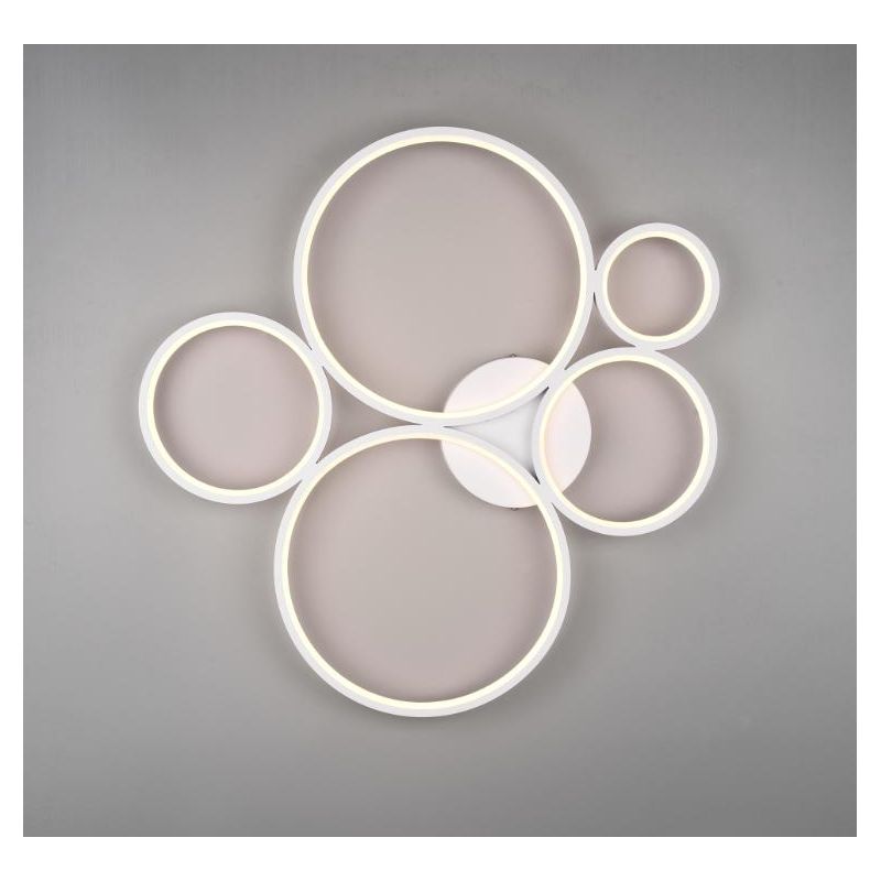 RONDO PLAFONIERA 5 CERCHI CON LED 49W LUCE 3000K MODERNA DIMMERABILE 2 FINITURE TRIO LIGHTING - Cristalensi Shop Online