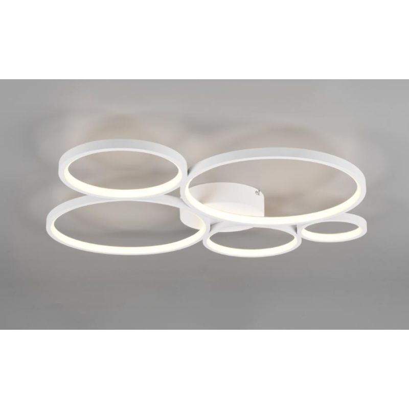 RONDO PLAFONIERA 5 CERCHI CON LED 49W LUCE 3000K MODERNA DIMMERABILE 2 FINITURE TRIO LIGHTING - Cristalensi Shop Online