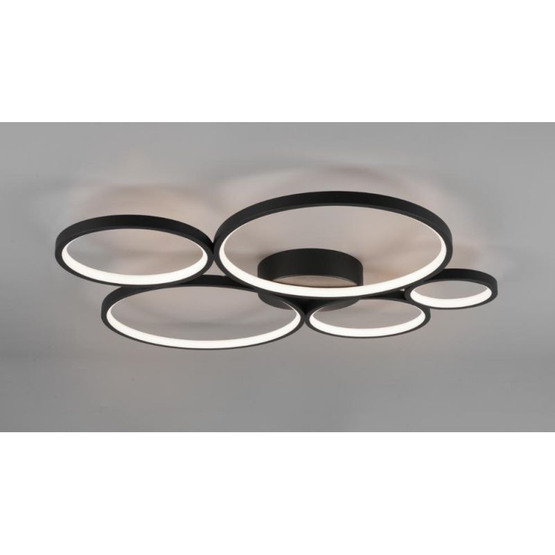 RONDO PLAFONIERA 5 CERCHI CON LED 49W LUCE 3000K MODERNA DIMMERABILE 2 FINITURE TRIO LIGHTING - Cristalensi Shop Online