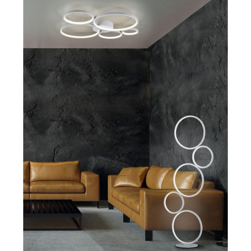 RONDO PLAFONIERA 5 CERCHI CON LED 49W LUCE 3000K MODERNA DIMMERABILE 2 FINITURE TRIO LIGHTING - Cristalensi Shop Online