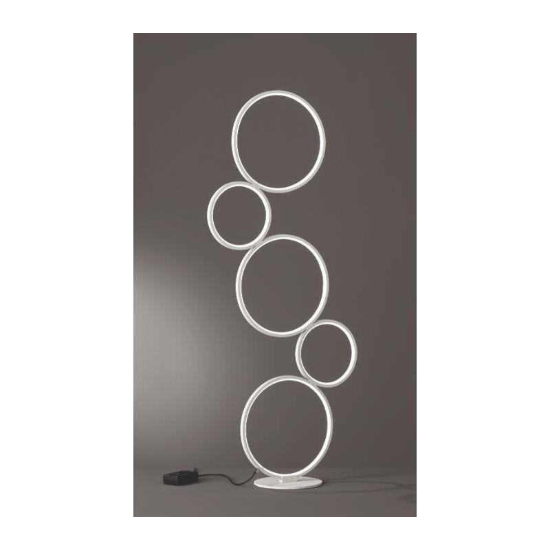 RONDO LAMPADA DA TERRA 5 CERCHI IN METALLO LED 36W MODERNA LUCE 3000K DIMMERABILE 2 FINITURE TRIO LIGHTING - Cristalensi Shop On