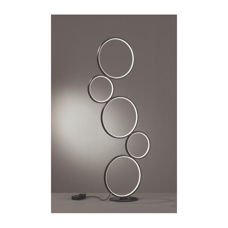 RONDO LAMPADA DA TERRA 5 CERCHI IN METALLO LED 36W MODERNA LUCE 3000K DIMMERABILE 2 FINITURE TRIO LIGHTING - Cristalensi Shop On