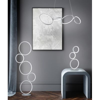 RONDO LAMPADA DA TERRA 5 CERCHI IN METALLO LED 36W MODERNA LUCE 3000K DIMMERABILE 2 FINITURE TRIO LIGHTING - Cristalensi Shop On