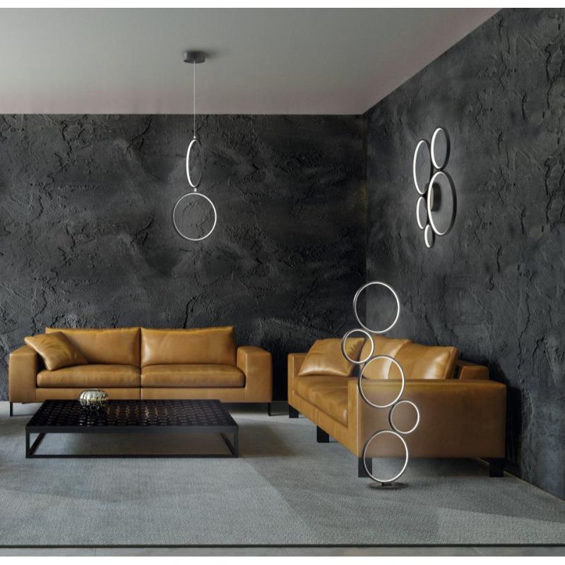 RONDO LAMPADA DA TERRA 5 CERCHI IN METALLO LED 36W MODERNA LUCE 3000K DIMMERABILE 2 FINITURE TRIO LIGHTING - Cristalensi Shop On