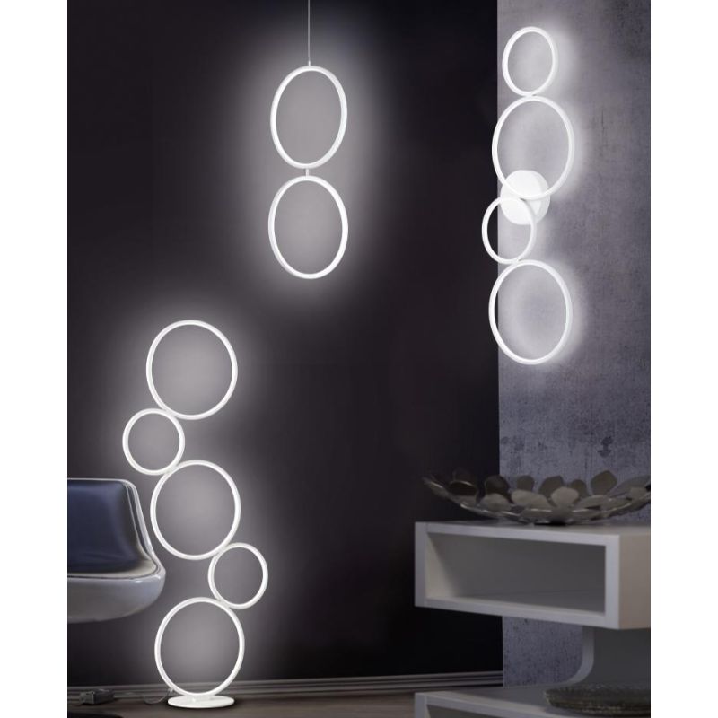 RONDO LAMPADA DA TERRA 5 CERCHI IN METALLO LED 36W MODERNA LUCE 3000K DIMMERABILE 2 FINITURE TRIO LIGHTING - Cristalensi Shop On