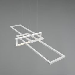 SALINAS SOSPENSIONE CON DUE RETTANGOLI LED 34W MODERNA DIMMERABILE FINITURA BIANCA LUCE 4000K TRIO LIGHTING - Cristalensi Shop O 2