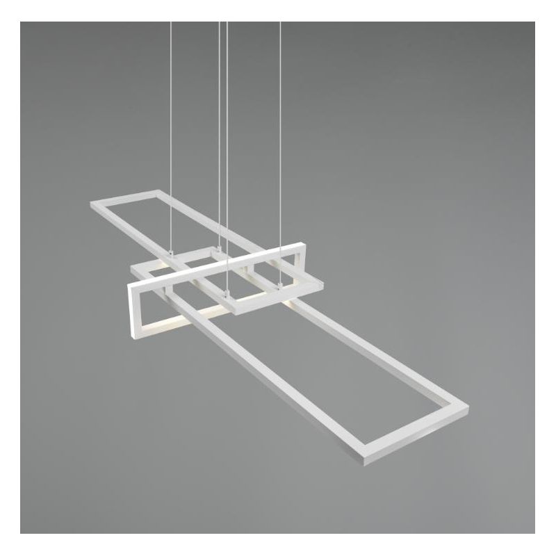 SALINAS SOSPENSIONE CON DUE RETTANGOLI LED 34W MODERNA DIMMERABILE FINITURA BIANCA LUCE 4000K TRIO LIGHTING - Cristalensi Shop O