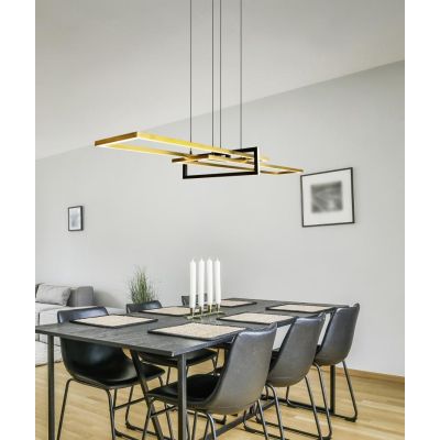 SALINAS SOSPENSIONE CON DUE RETTANGOLI LED 34W MODERNA DIMMERABILE LUCE 3000K 3 FINITURE COLORE TRIO LIGHTING - Cristalensi Shop