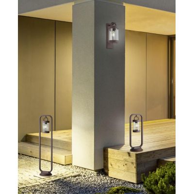 SAMBESI LAMPIONCINO DA ESTERNO H60 CLASSICO A LANTERNA IP44 SENSORE CREPUSCOLARE ANTRACITE O RUGGINE TRIO LIGHTING - Cristalensi