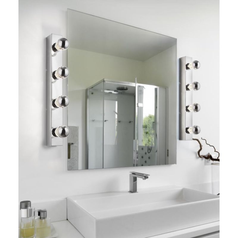 THEATRO APPLIQUE DA SPECCHIO IN METALLO CROMATO CON 4 LAMPADINE A VISTA IP44 LARGHEZZA CM 55 TRIO LIGHTING - Cristalensi Shop On