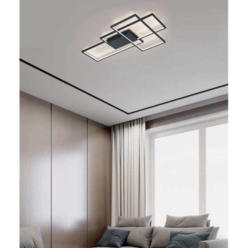 PLAFONIERA GRANDE LED 40W RGB 3000K-6000K CON TELECOMANDO COLORE ANTRACITE O NICHEL DIMMERABILE TRIO LIGHTING - Cristalensi Shop