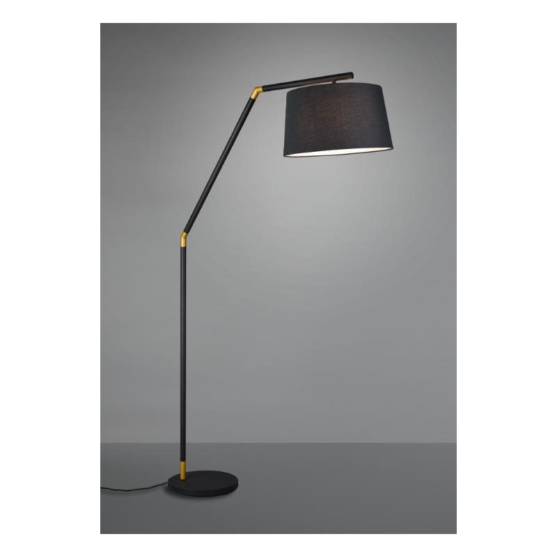TRACY PIANTANA MODERNA IN METALLO NERO CON INSERTI ORO E PARALUME IN TESSUTO TRIO LIGHTING - Cristalensi Shop Online