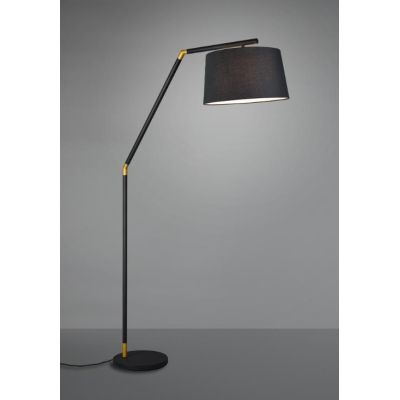 TRACY PIANTANA MODERNA IN METALLO NERO CON INSERTI ORO E PARALUME IN TESSUTO TRIO LIGHTING - Cristalensi Shop Online