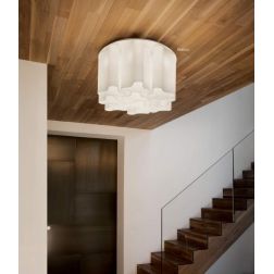 PLAFONIERA IN VETRO SOFFIATO BIANCO LATTE O FUME' DIAMETRO 56 MODERNA CRISTALENSI - Cristalensi Shop Online