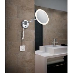 VIEW APPLIQUE DA BAGNO PER TRUCCO CON SPECCHIO ROTONDO IP44 CON LENTE DI INGRANDIMENTO LED 3W TRIO LIGHTING - Cristalensi Shop O 2