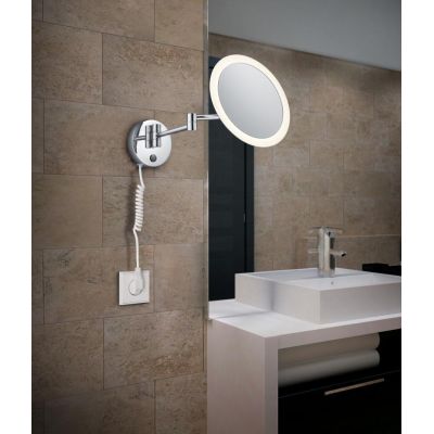 VIEW APPLIQUE DA BAGNO PER TRUCCO CON SPECCHIO ROTONDO IP44 CON LENTE DI INGRANDIMENTO LED 3W TRIO LIGHTING - Cristalensi Shop O