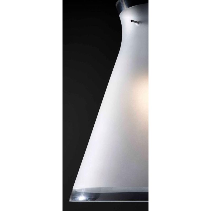 BILLY PICCOLA SOSPENSIONE IN VETRO SOFFIATO DIAMETRO 12 CM SABBIATA BORDO TRASPARENTE Illuminando - Cristalensi Shop Online