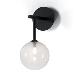 BOLLE 1 LAMPADA DA PARETE MODERNA IN METALLO NERO O ORO CON SFERA IN VETRO Illuminando - Cristalensi Shop Online