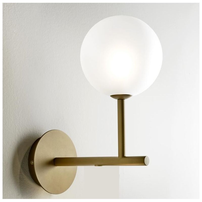 BOLLE 1 LAMPADA DA PARETE MODERNA IN METALLO NERO O ORO CON SFERA IN VETRO Illuminando - Cristalensi Shop Online