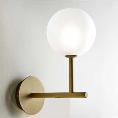 BOLLE 1 LAMPADA DA PARETE MODERNA IN METALLO NERO O ORO CON SFERA IN VETRO Illuminando - Cristalensi Shop Online