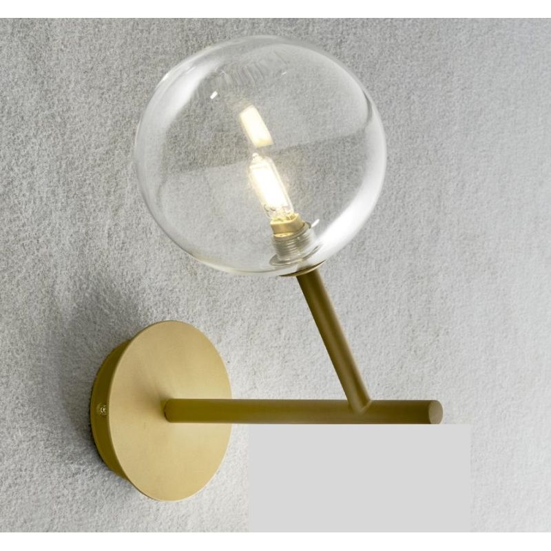 BOLLE 1 LAMPADA DA PARETE MODERNA IN METALLO NERO O ORO CON SFERA IN VETRO Illuminando - Cristalensi Shop Online