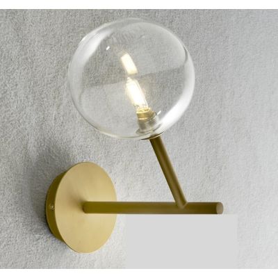 BOLLE 1 LAMPADA DA PARETE MODERNA IN METALLO NERO O ORO CON SFERA IN VETRO Illuminando - Cristalensi Shop Online
